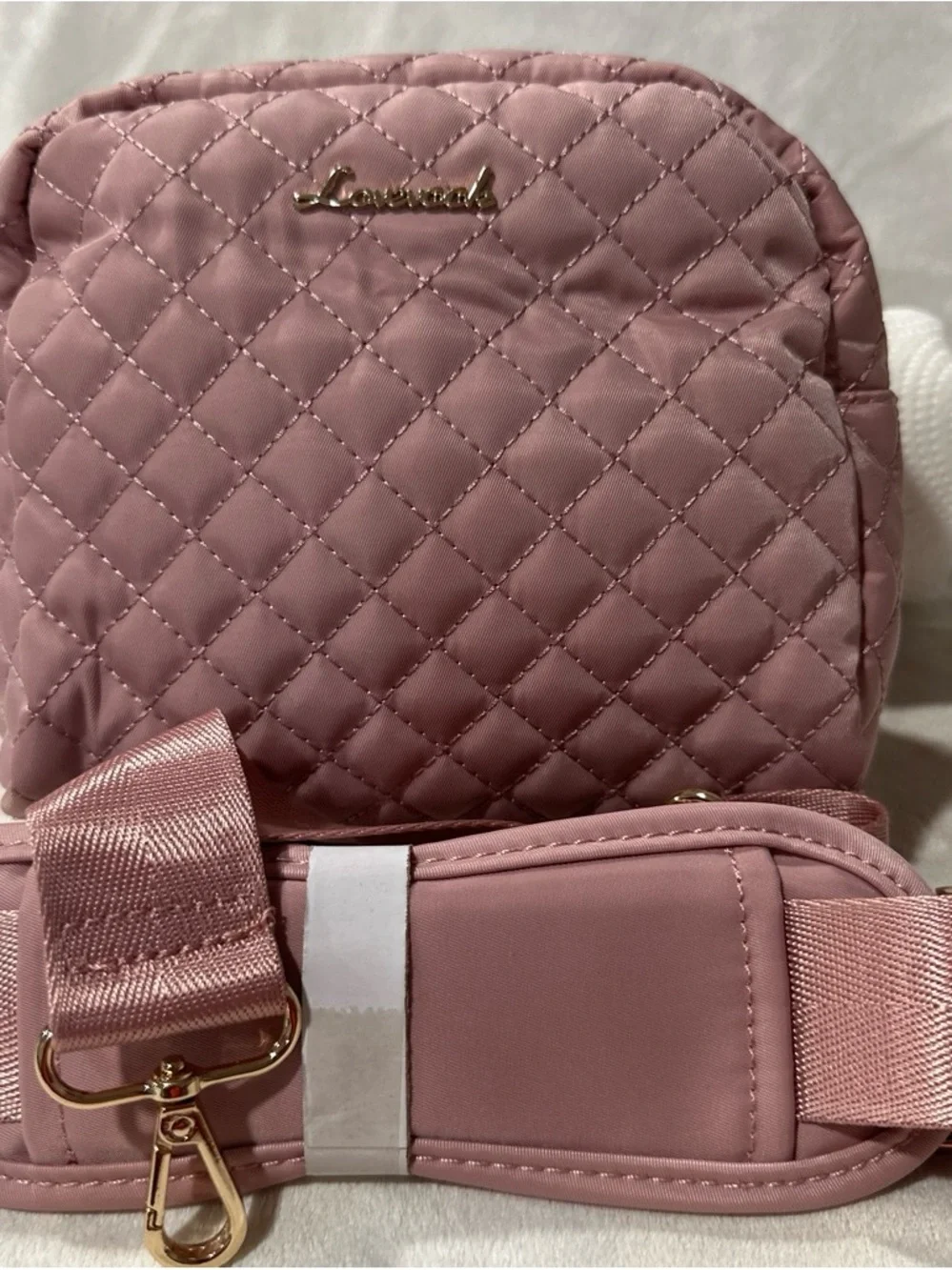 Pink Quilted Crossbody Bag with Gold Hardware